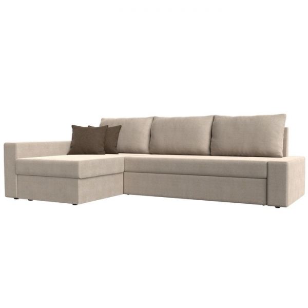 Угловой диван «Версаль», механизм дельфин, рогожка, правый угол, цвет бежевый