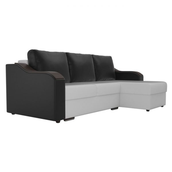 Угловой диван «Монако», механизм еврокнижка, экокожа, цвет бежевый / коричневый