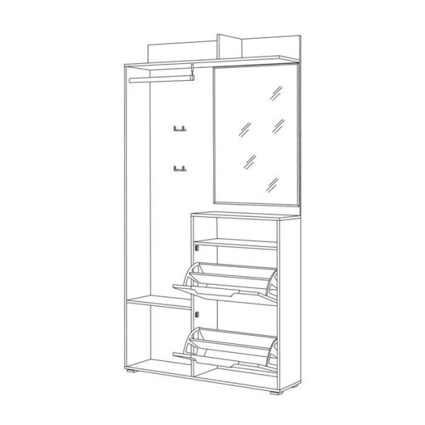 Прихожая Темпо 10.13, 1101х282х2100, Дуб винтаж Оксид/Шелковый камень