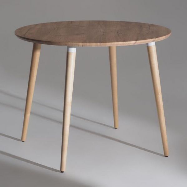 Стол обеденный Бони нераздвижной 940х940х750 Дуб Крафт Золотой/опора Натуральное дерево