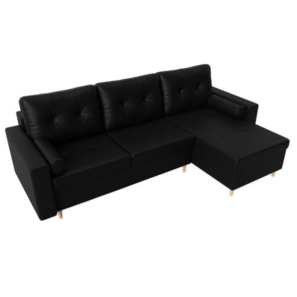 Угловой диван «Белфаст», механизм пантограф (тик-так), экокожа, цвет чёрный