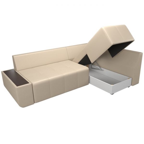 Угловой диван «Амадэус», правый угол, экокожа, цвет бежевый