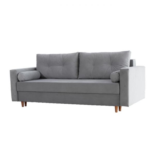 Прямой диван «Киото», механизм еврокнижка, велюр, цвет серый