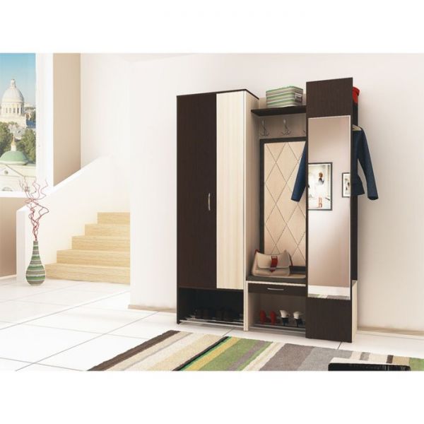 Прихожая Ольга 3  Шкаф Ясень шимо светлый/венге