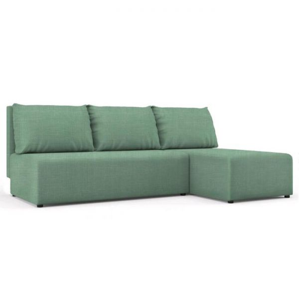 Угловой диван «Алиса», еврокнижка, бельевой ящик, ткань велюр, цвет vital aloe