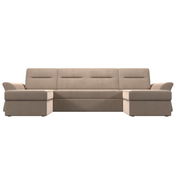 П-образный диван «Клайд», механизм дельфин, велюр, цвет бежевый