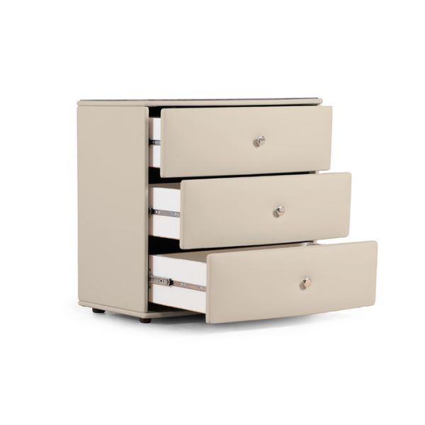 Комод «Люнетта», 3 ящика, 760 ? 505 ? 750 мм, экокожа, стекло, цвет взбитые сливки