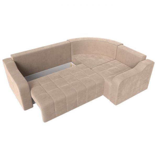 Угловой диван «Кембридж», механизм еврокнижка, велюр, цвет бежевый