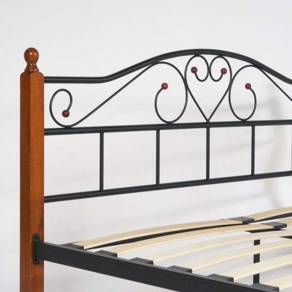 Кровать AT-815 Wood slat base дерево , 160х200 см , красный дуб/черный