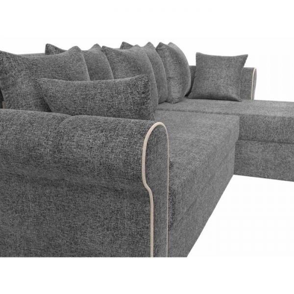 Угловой диван «Рейн», механизм еврокнижка, угол правый, рогожка, цвет серый / кант бежевый