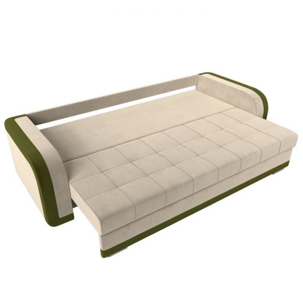 Диван прямой «Марсель», механизм еврокнижка, микровельвет, цвет бежевый / зелёный