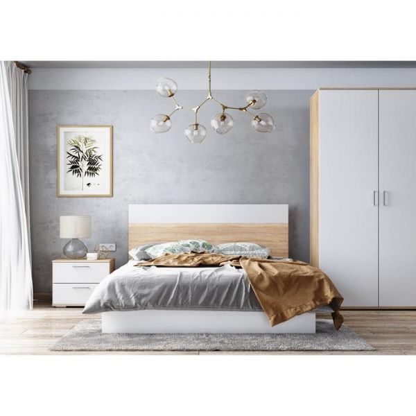 Кровать ЛАЙТ 1400х2000 Белый/корпус Дуб Сонома