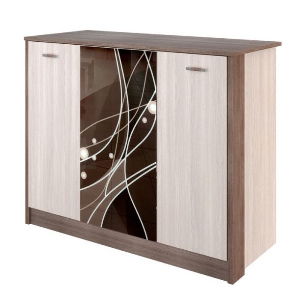 Комод «Николь», 1066 ? 452 ? 856 мм, 3 двери, цвет ясень шимо светлый / тёмный