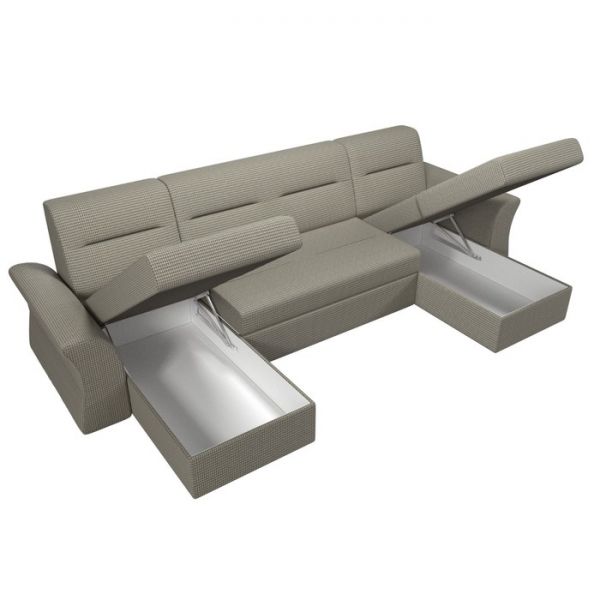 П-образный диван «Клайд», механизм дельфин, рогожка, цвет бежевый