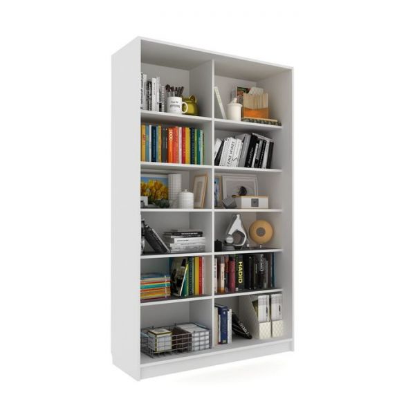 Библиотека-купе Вместительная  2 стекло+ЛДСП Ясень Шимо Светлый