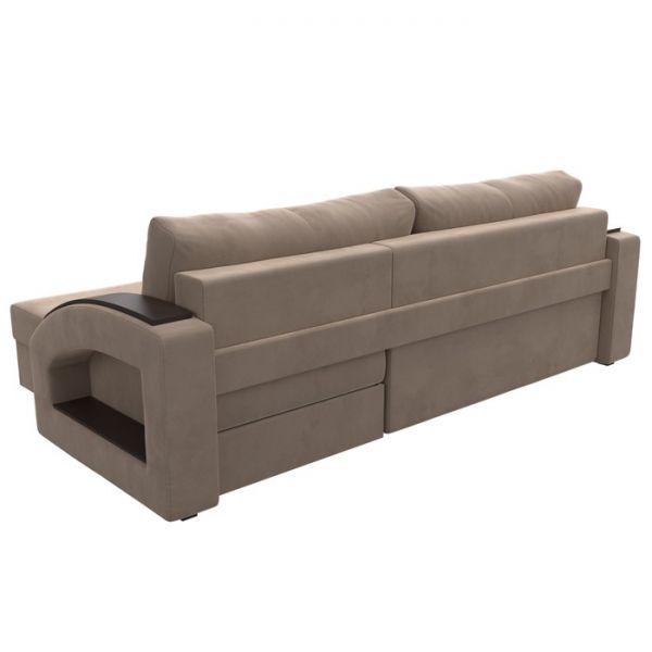 Угловой диван «Канзас», механизм еврокнижка, велюр, цвет бежевый