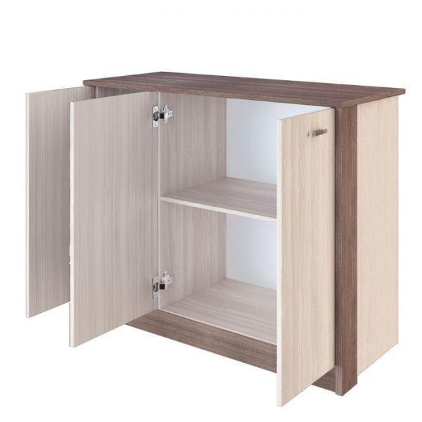 Комод «Николь», 1066 ? 452 ? 856 мм, 3 двери, цвет ясень шимо светлый / тёмный