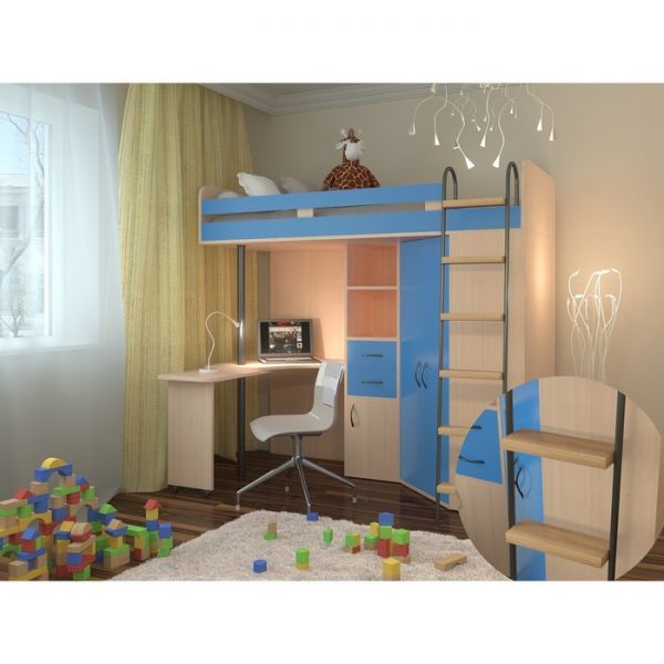 Детский комплекс «М-85», цвет дуб молочный/голубой