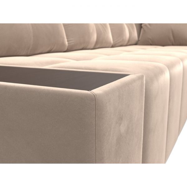 Угловой диван «Амадэус», правый угол, велюр, цвет бежевый