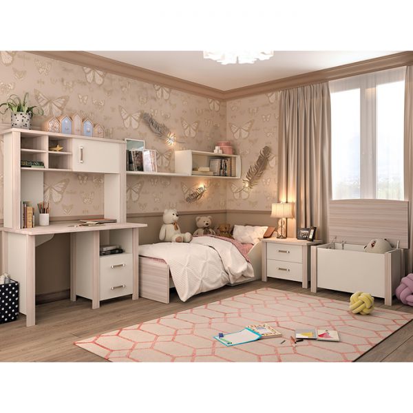 Стол СТД-115 с тумбой и надстройкой НД-115, 1150 ? 640 ? 1680 мм, цвет нельсон / белый