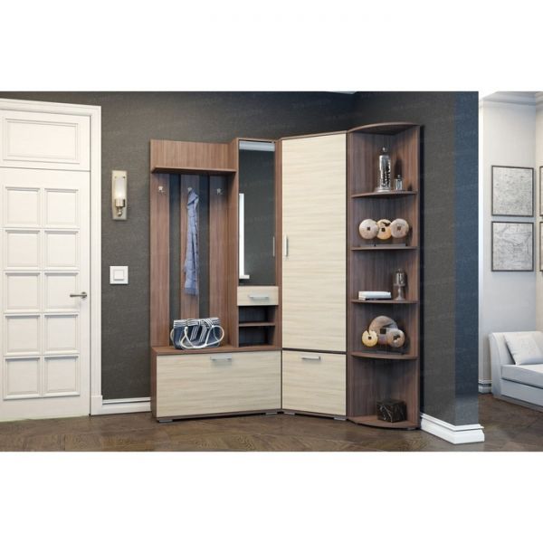 Вешалка с зеркалом, Ясень шимо светлый/Ясень шимо темный