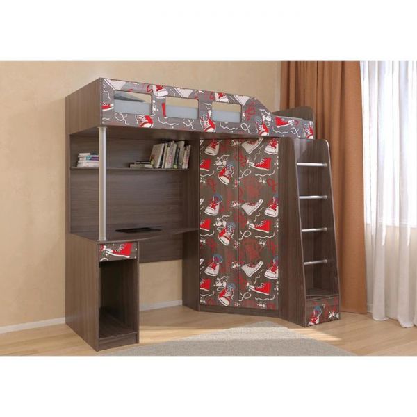 Детский комплекс «Астра 7», цвет дуб шамони, фотопечать «Кеды»