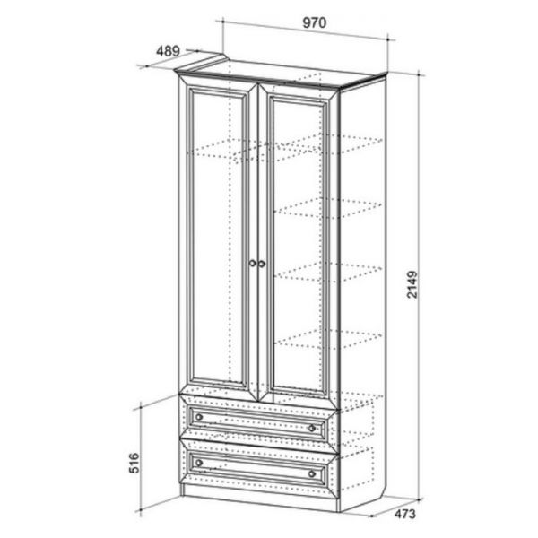 Шкаф 2-ств. с ящ. "Алиса" (белый/крем)