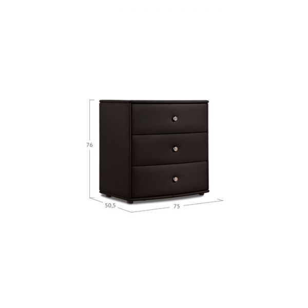 Комод «Люнетта», 3 ящика, 760 ? 505 ? 750 мм, экокожа, стекло, цвет взбитые сливки