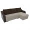 Угловой диван «Монако», механизм еврокнижка, микровельвет, цвет бежевый / коричневый