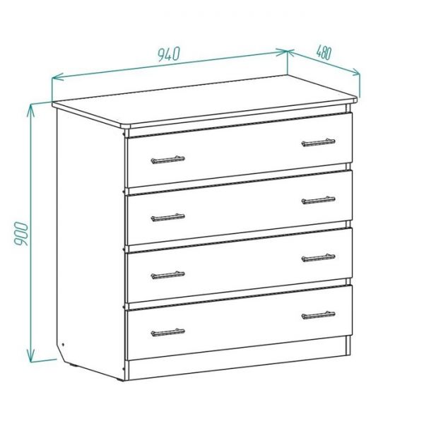 Комод К-15 900х940х480 Дуб Выбеленный/Венге