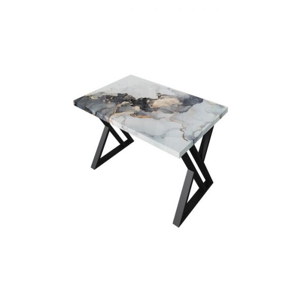 Обеденный стол «Оникс», 1200 ? 800 мм, опора «Х» чёрная, цвет чёрно-белый мрамор