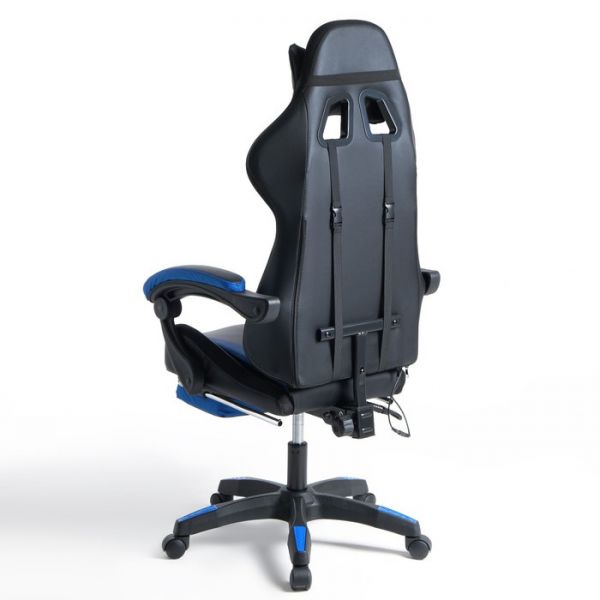 Кресло игровое SL™ ZEUS YS-900 черно-синее, с подсветкой и подставкой для ног