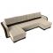 П-образный диван «Марсель», механизм еврокнижка, велюр, цвет бежевый / коричневый