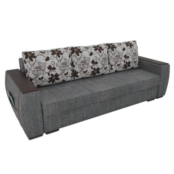 Прямой диван «Брион», механизм еврокнижка, рогожка, цвет серый