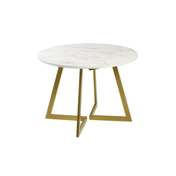 Стол РИМ D-940/1390х940х760 Мрамор Белый/Опора Гермес золотая
