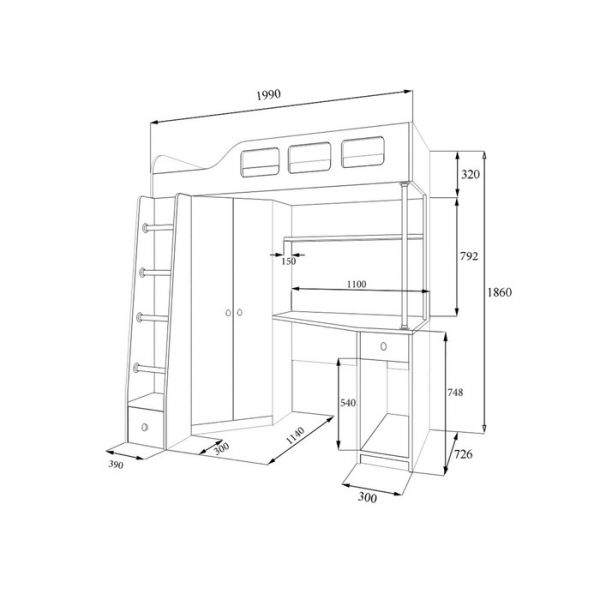 Детский комплекс «Астра 7», цвет дуб шамони/оранжевый