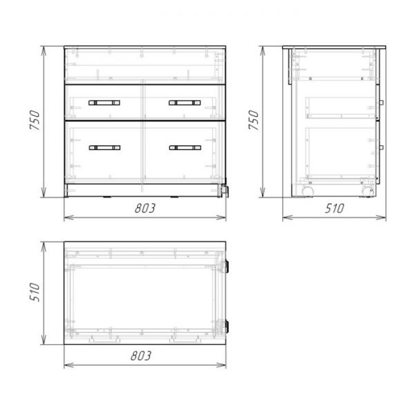 Комод-трансформер, 510 ? 800 (1 500) ? 750 мм, венге тёмный