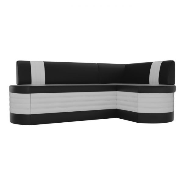Кухонный угловой диван «Токио», механизм дельфин, экокожа, цвет чёрный / белый