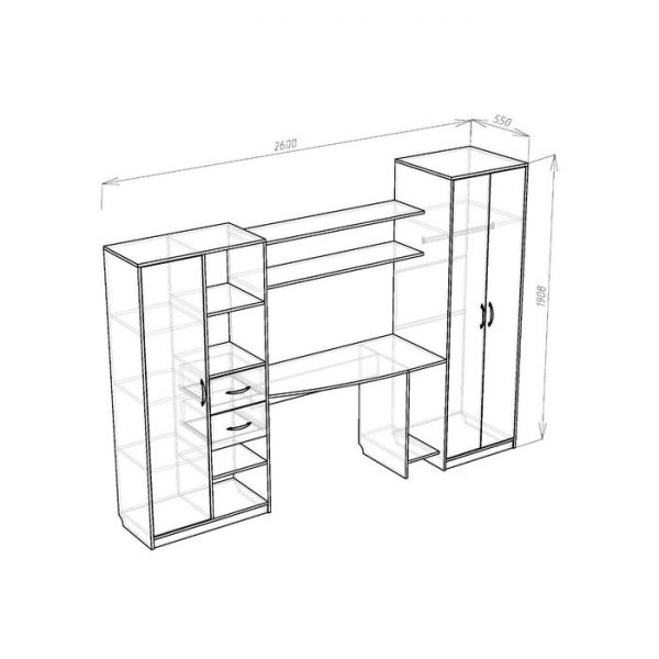 Стенка детская «Анюта 4», 2600?550?1908 мм, цвет бук / синий