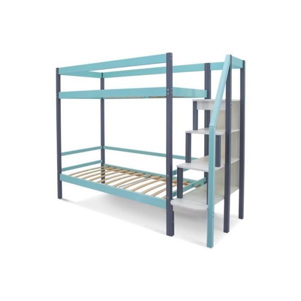 Детская двухъярусная кровать Бельмарко Svogen графит-мятный