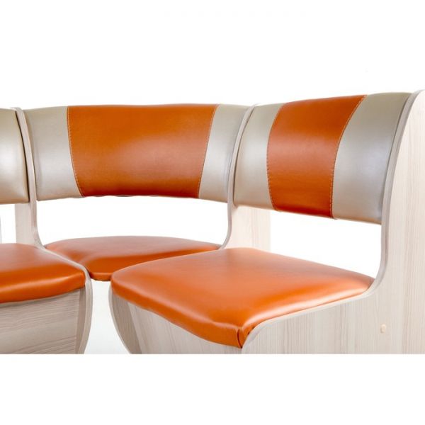 Кухонный уголок универсальный Тюльпан-мини 1000х1000х840 Ясень/Коричневый беж