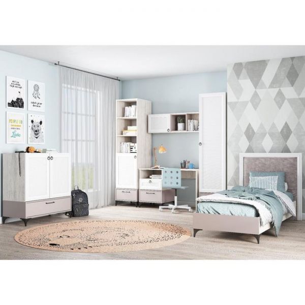 Кровать Кр-39 Фьюжн, 800х2000, Глиняный серый/Артвуд светлый