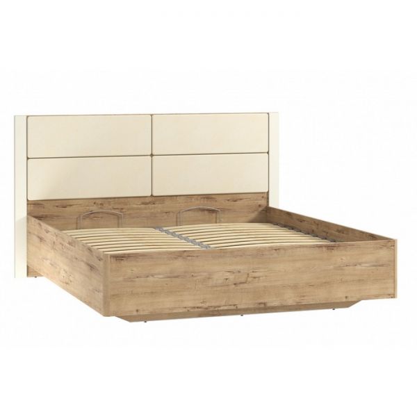 Кровать Livorno НМ 040.52-01 Х, 1800х2000, к/з Бум милк, 10 25 Софт Панакота, Дуб Бунратти