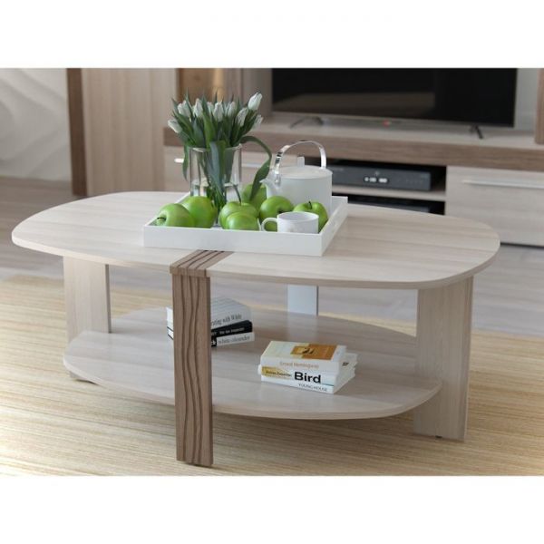 Стол журнальный ДЖОРДАН Ясень шимо светлый МДФ-ясень темный