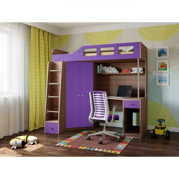 Детский комплекс «Астра 7», цвет дуб шамони/фиолетовый