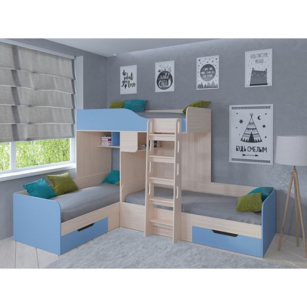 Детский комплекс «Трио», цвет дуб молочный/голубой
