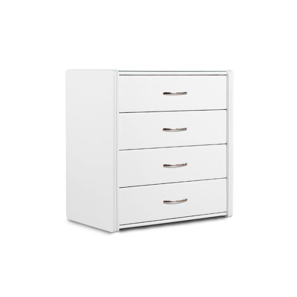 Комод «Алеро», 4 ящика, 848 ? 527 ? 887 мм, экокожа, стекло, цвет взбитые сливки