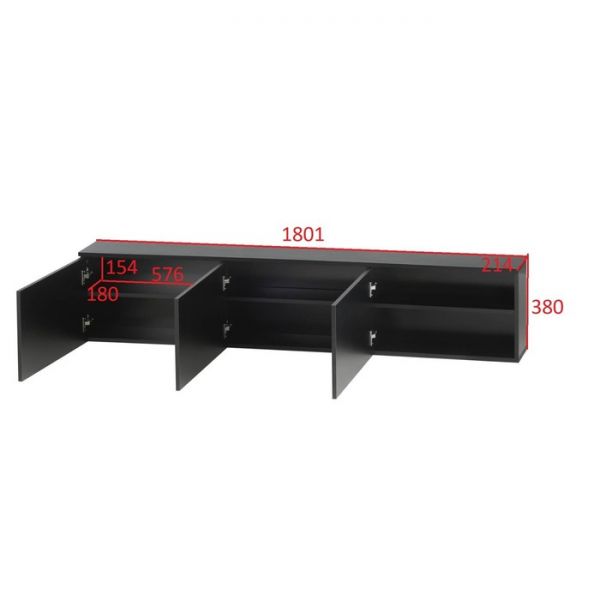 Тумба подвесная под ТВ 3, 1800х380х210, Черный