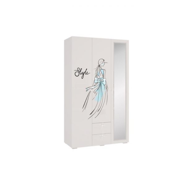 Шкаф 3-х створчатый Гламур, 1200х559х2100, Белый глянец