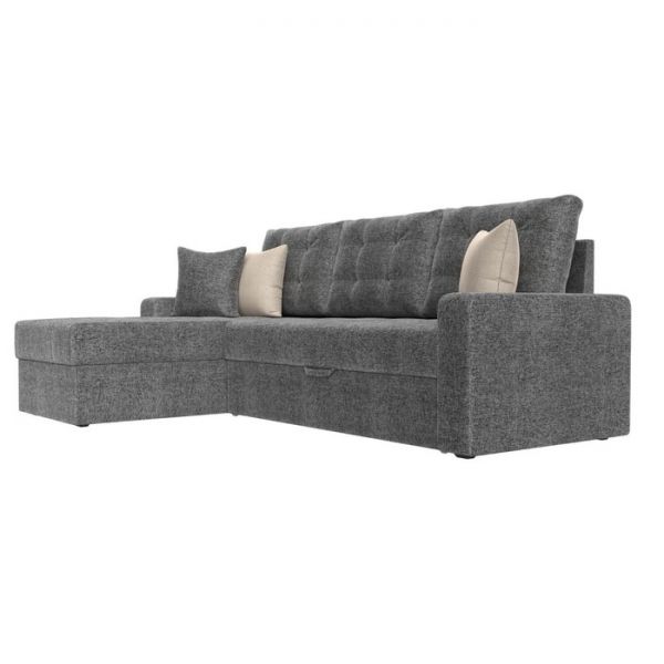 Угловой диван «Ливерпуль», механизм дельфин, рогожка, правый угол, цвет серый